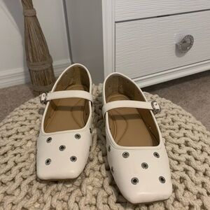 INC International Concepts White Square Toe Ballet Flats